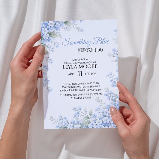 Invitation Something Blue Before I Do Baby Shower de Mariage