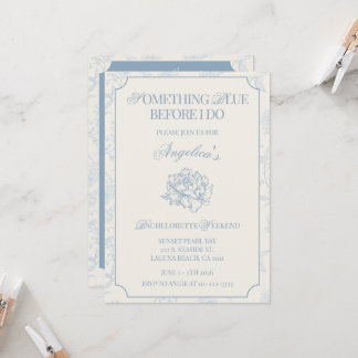 Invitation Something Blue Before I Do Bachelorette Itinerary 