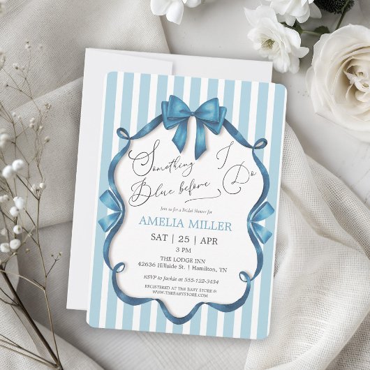 Invitation Something Blue Before I Do Blue Bow Bridal Shower