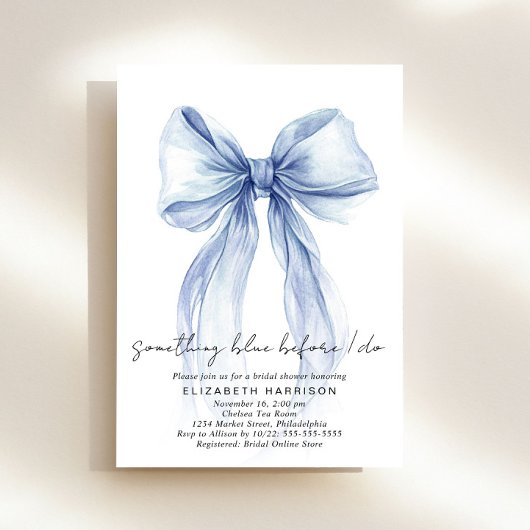 Invitation Something Blue Before I Do Bow Bridal Shower