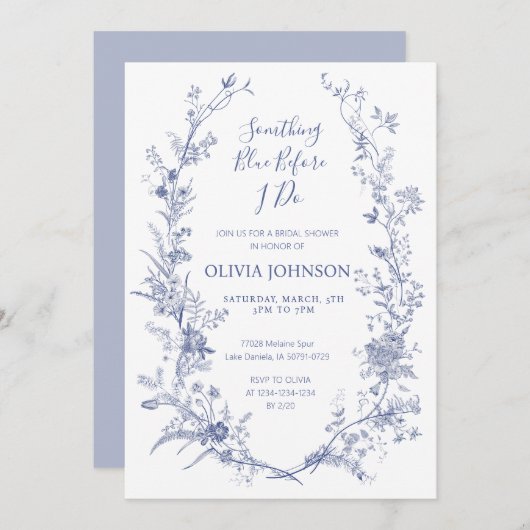 Invitation something blue before i do bridal shower (Devant / Derrière)