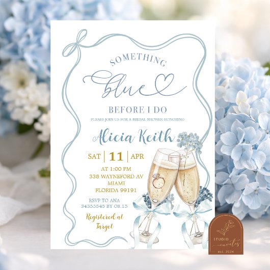 Invitation Something Blue before I Do Bridal Shower