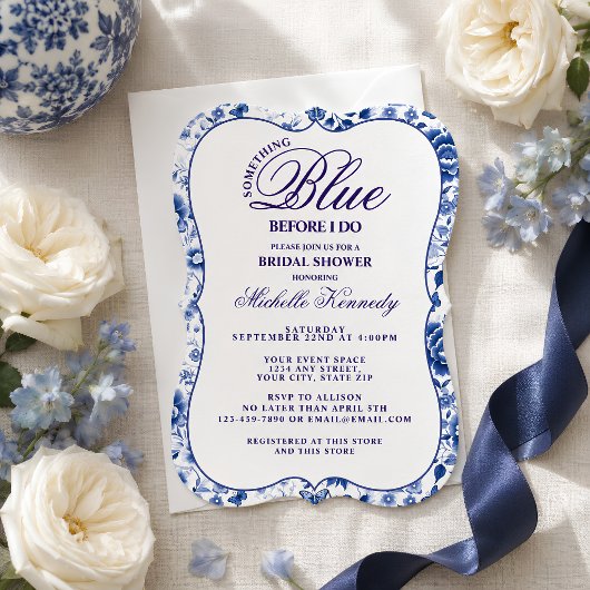 Invitation Something Blue Before I Do Floral Bridal Shower