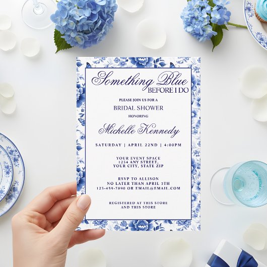 Invitation Something Blue Before I Do Floral Bridal Shower