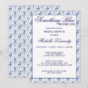 Invitation Something Blue Before I Do Floral Bridal Shower 