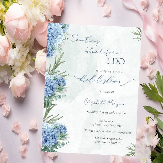 Invitation Something Blue Before I Do Hydrangea