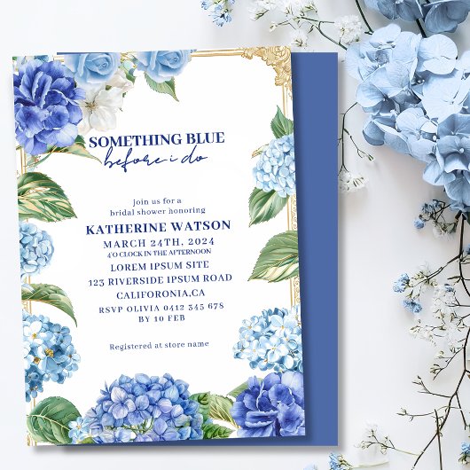 Invitation Something blue before i do hydrangea baby shower m