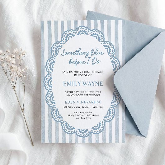 Invitation Something Blue Before I do Lace Bridal Shower 