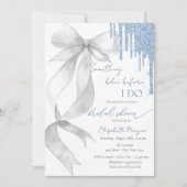 Invitation Something Blue Before I Do White Bow Glitter Drips (Devant)