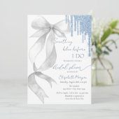 Invitation Something Blue Before I Do White Bow Glitter Drips (Debout devant)
