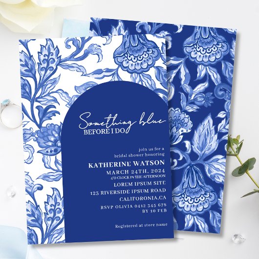 Invitation Something blue blue chinoiserie bridal shower