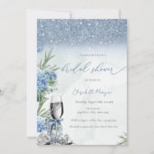 Invitation Something Blue Bow Glitter Champagne Hydrangea (Devant)