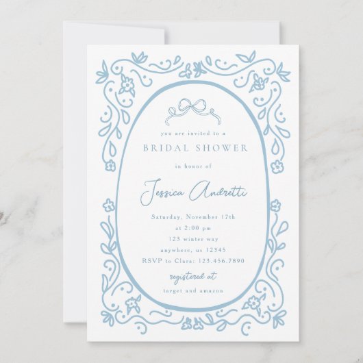 Invitation Something Blue Bridal Shower (Devant)