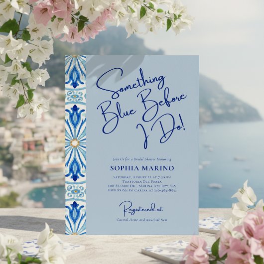 Invitation Something Blue Bridal Shower | Mediterranean Tile 