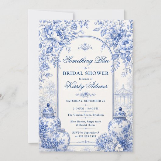 Invitation Something Blue Chinoiserie Fête de Mariage (Devant)