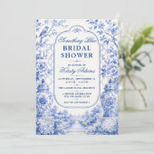 Invitation Something Blue Chinoiserie Fête de Mariage (Debout devant)