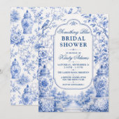 Invitation Something Blue Chinoiserie Fête de Mariage (Devant / Derrière)