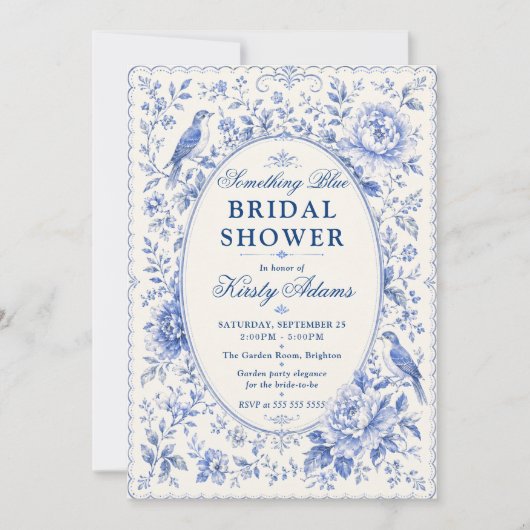 Invitation Something Blue Chinoiserie Réception de Mariage (Devant)