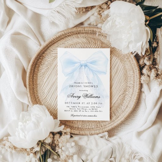 Invitation Something Blue Elegant Lace Ribbon Design