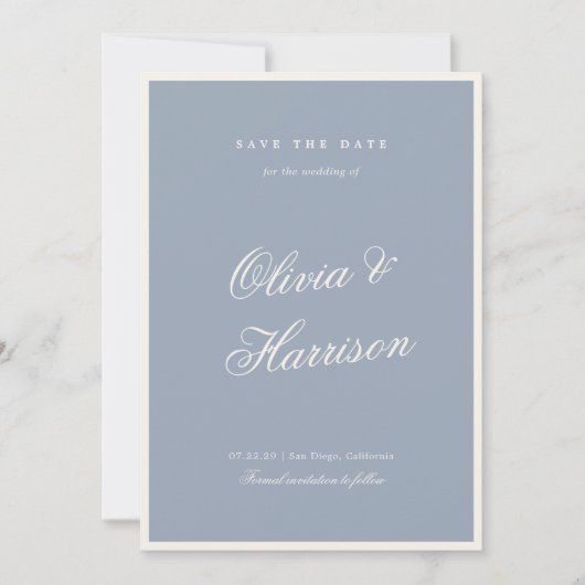 Invitation Something Blue Elegant Save the Date Card (Devant)