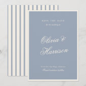 Invitation Something Blue Elegant Save the Date Card (Devant / Derrière)