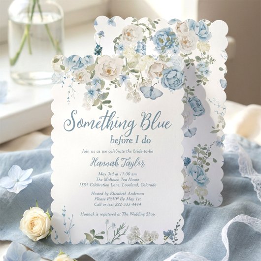 Invitation Something Blue Floral Before I Do Bridal Shower
