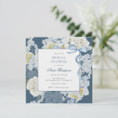Invitation Something Blue Floral Bow Bridal Shower (Debout devant)