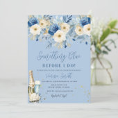 Invitation Something Blue Floral Bridal Shower  (Debout devant)
