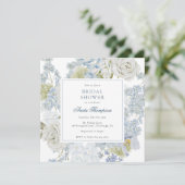 Invitation Something Blue Floral Ribbon Bridal Shower (Debout devant)