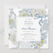 Invitation Something Blue Floral Ribbon Bridal Shower (Devant)