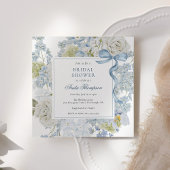 Invitation Something Blue Floral Ribbon Bridal Shower