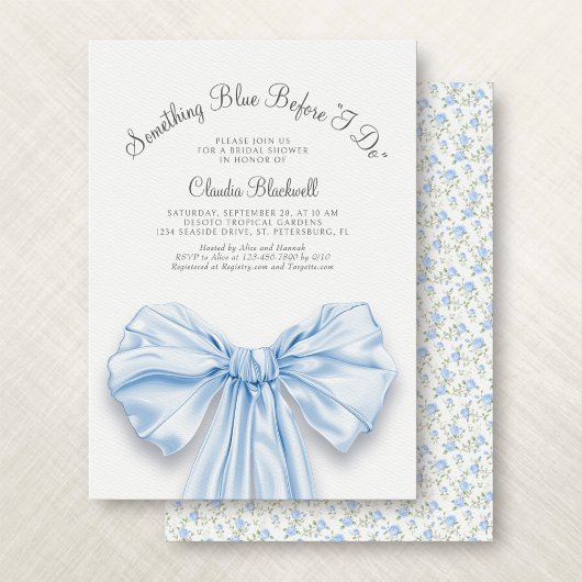 Invitation Something Blue French Bow Coquette Enterrement de