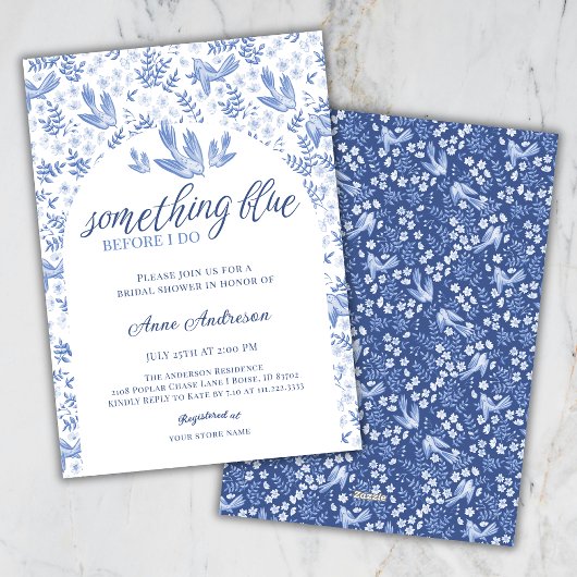 Invitation Something Blue Hampton Birds Floral Bridal Shower