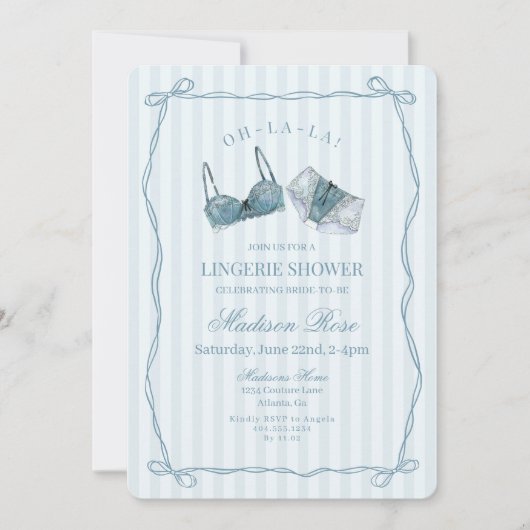 Invitation Something Blue Lingerie Lace Lingerie Shower (Devant)
