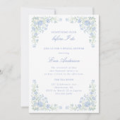 Invitation Something Blue Preppy Floral Bridal Shower (Devant)