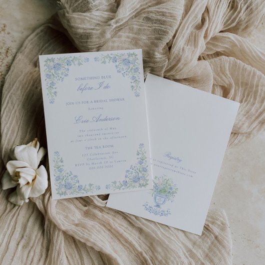 Invitation Something Blue Preppy Floral Bridal Shower