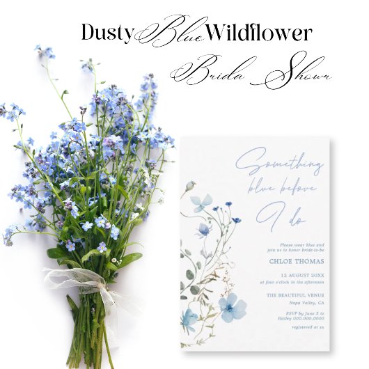 Invitation Something Blue Wildflower Bridal Shower