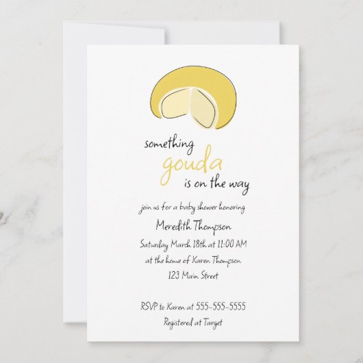 Invitation Something Gouda On Way Cheese Wheel Baby Shower (Devant)