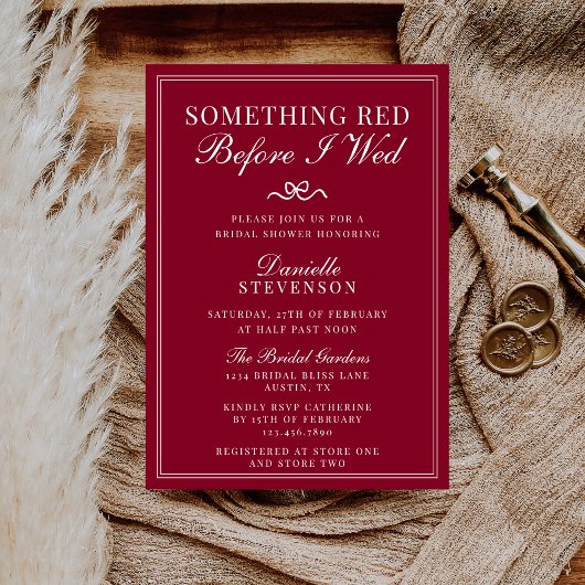 Invitation Something Red Before I Wed Valentine Bridal Shower