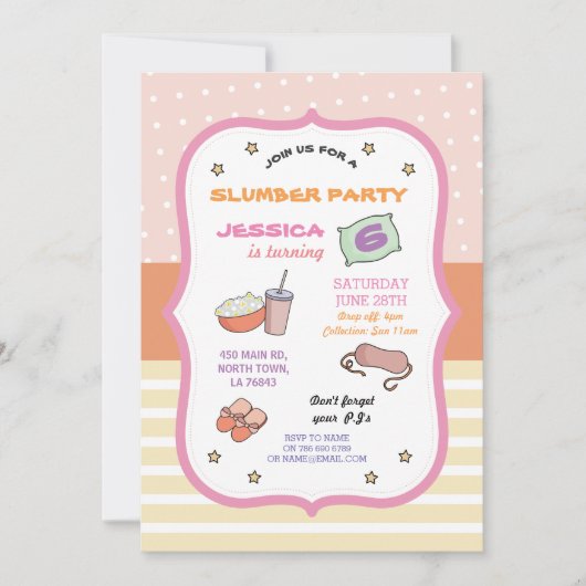 Invitation Sommeil d'anniversaire de soirée pyjamas au-dessus (Devant)