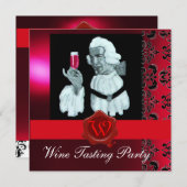INVITATION SOMMELIER DÉGUSTATION DE VIN FÊTE SCELAU CIRE ROUG (Devant / Derrière)