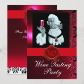 INVITATION SOMMELIER DÉGUSTATION DE VIN FÊTE SCELAU CIRE ROUG (Devant / Derrière)