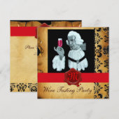 INVITATION SOMMELIER DÉGUSTATION DE VIN FÊTE SCELAU CIRE ROUG (Devant / Derrière)