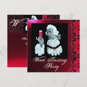 Invitation SOMMELIER SOIRÉE DE DÉGUSTATION DE VIN Damas, Cham (Devant / Derrière)