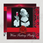 INVITATION SOMMELIER VIN DÉGUSTATION PARTI DE SCEAU DE CIRE R (Devant / Derrière)