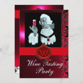 INVITATION SOMMELIER VIN DÉGUSTATION PARTI DE SCEAU DE CIRE R (Devant / Derrière)