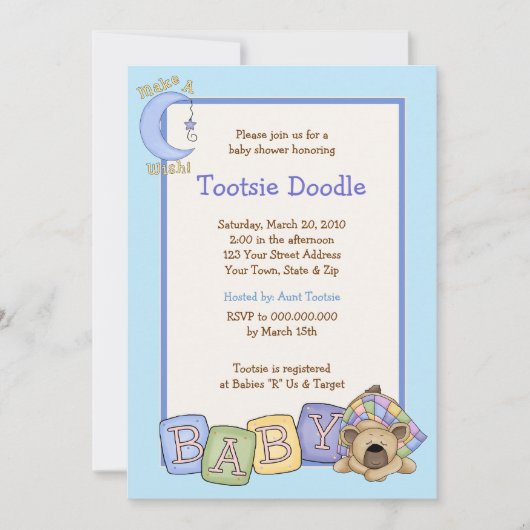 Invitation somnolente de baby shower de l'ours 5x7 (Devant)