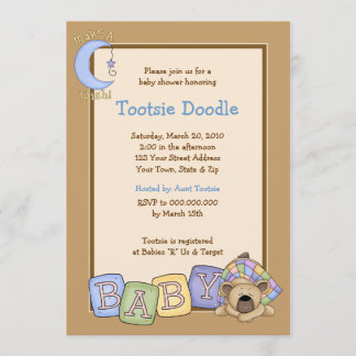 Invitation somnolente de baby shower de l'ours 5x7