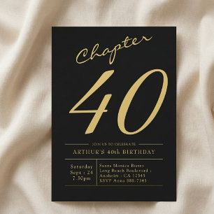 Invitation Son 40e anniversaire 40 ans fête noir or