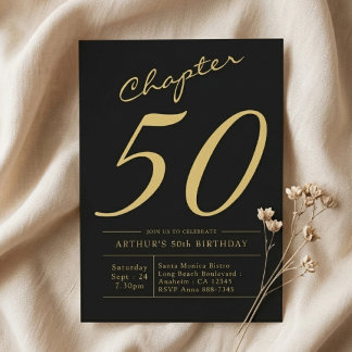 Invitation Son 50e Anniversaire 50 Ans Fête Noir Or
